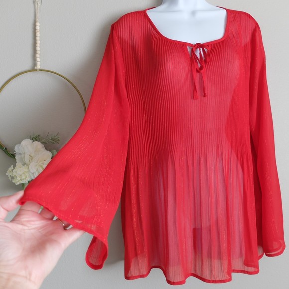 Maurices Red Sheer Top Blouse Size Medium NWT - Picture 5 of 9